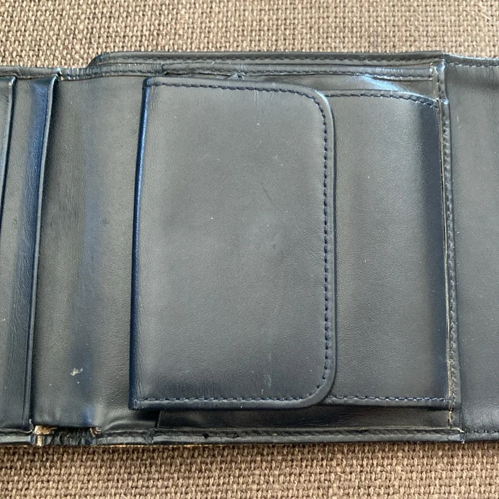 Vintage 2001 Christian Dior Trotter Monogram Navy Denim & Leather Wallet